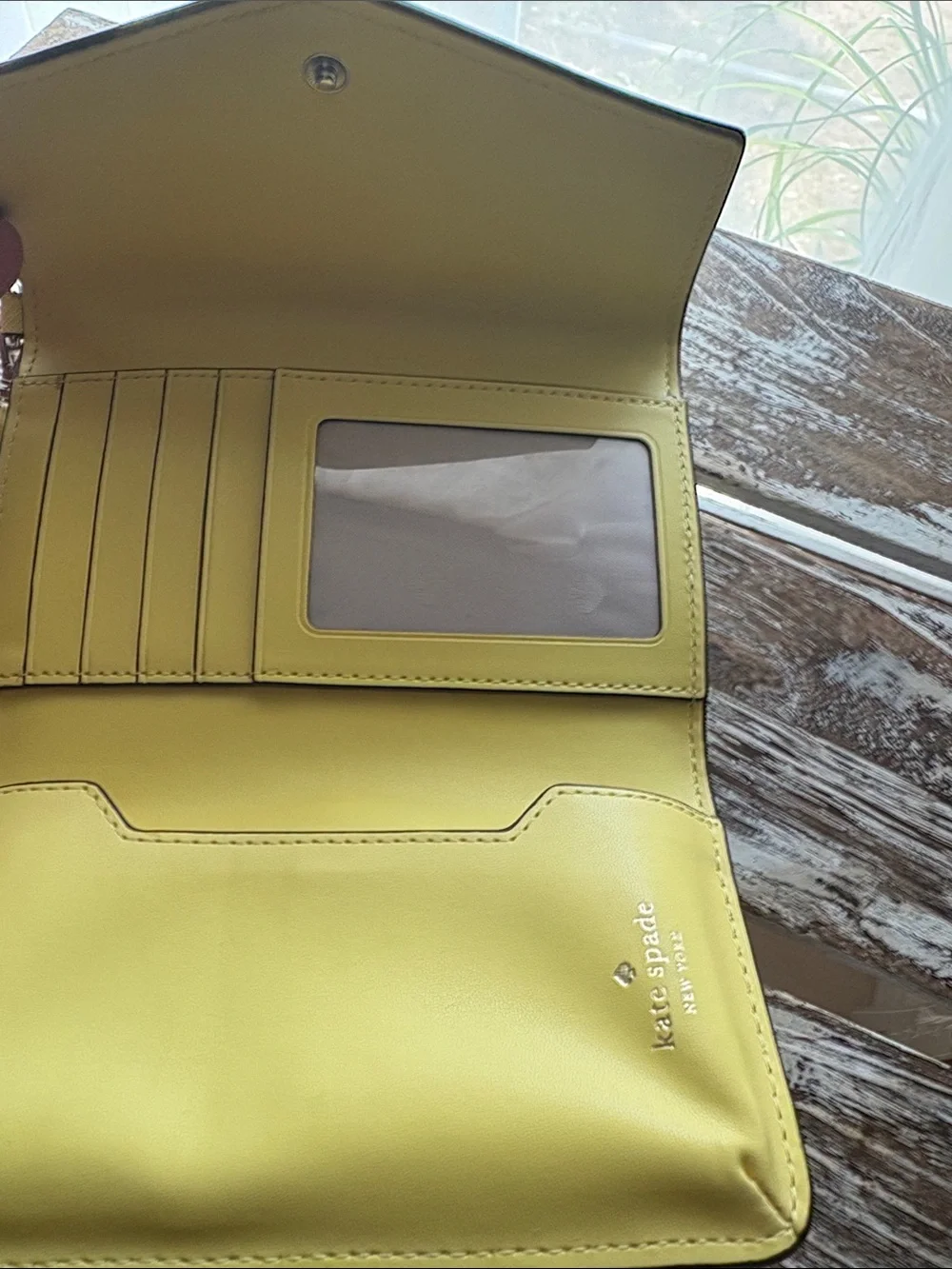 kate spade yellow saffiano wristlet phone case wallet